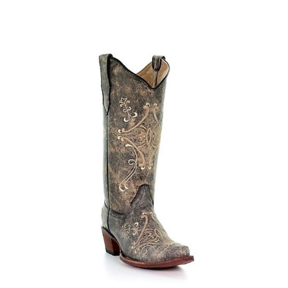 Corral Women's Crackle/Bone Embroidery Boots